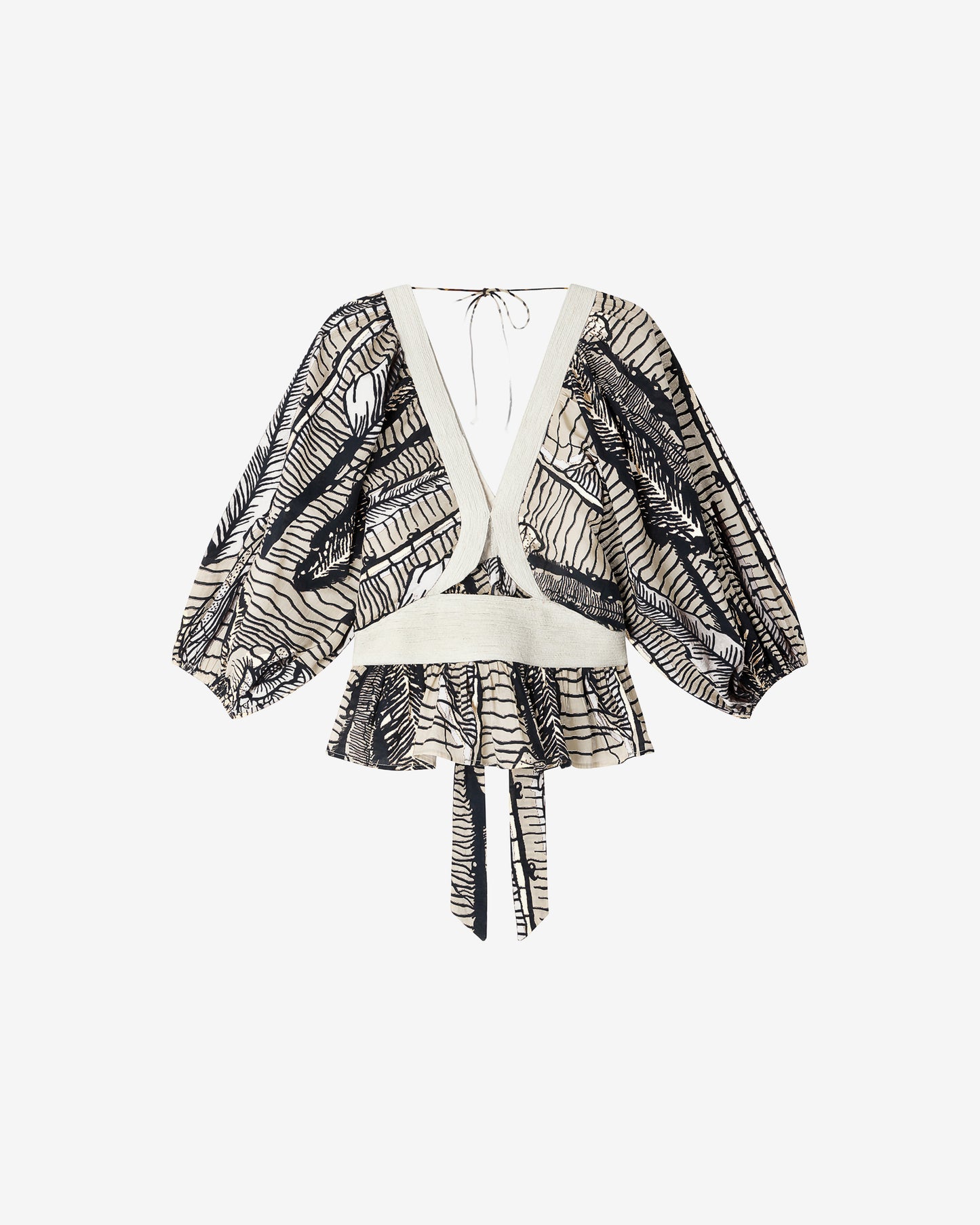 Blouse Dalma - Blanc : Top délicat en coton et fils dorés imprimé nature Mes Demoiselles