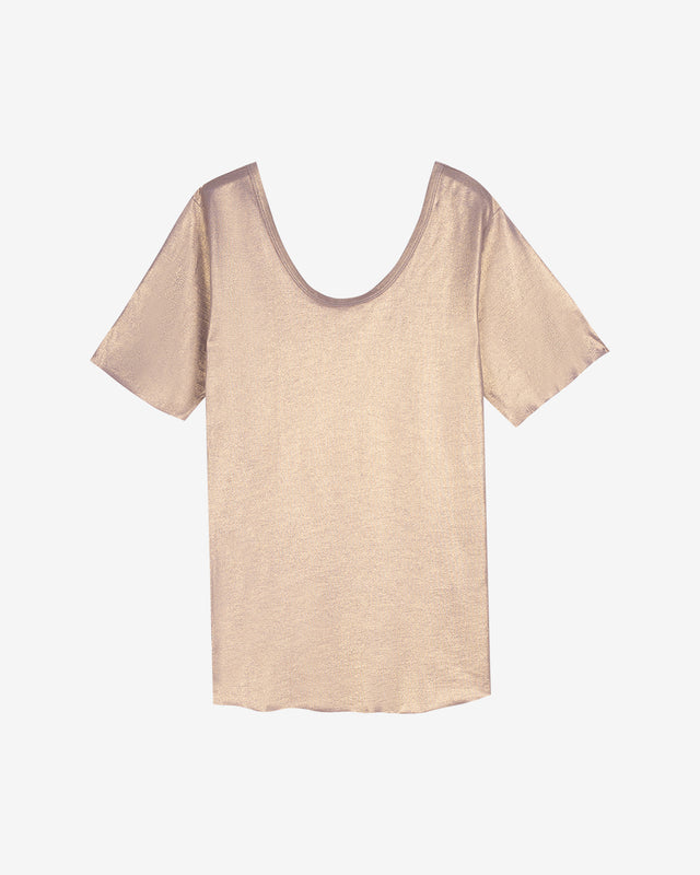 T - shirt mauve satiné, ample et fluide, idéal pour un look chic - Chemises & tops Mes Demoiselles - Image 1