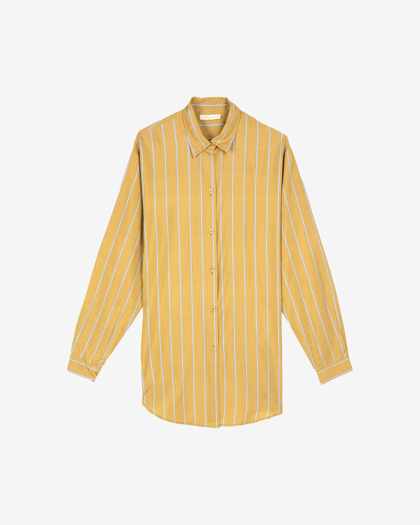 Chemise jaune moutarde à fines rayures, fluide et élégante - Chemises & tops Mes Demoiselles