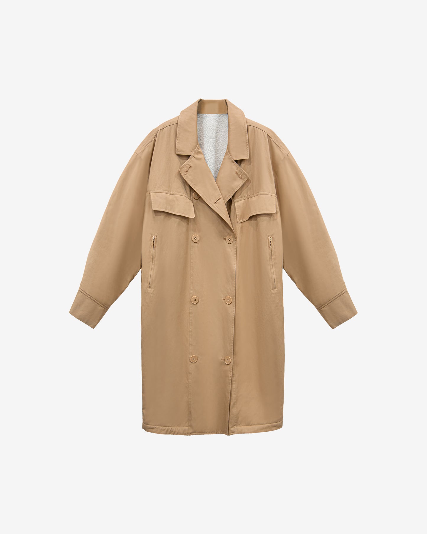 Caban camel contemporain en coton mélangé, doublure fausse fourrure - Manteaux & vestes Mes Demoiselles
