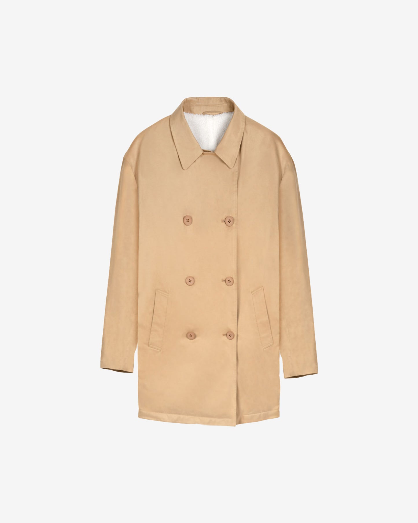 Caban court camel, doublure fausse fourrure, double boutonnage - Manteaux & vestes Mes Demoiselles