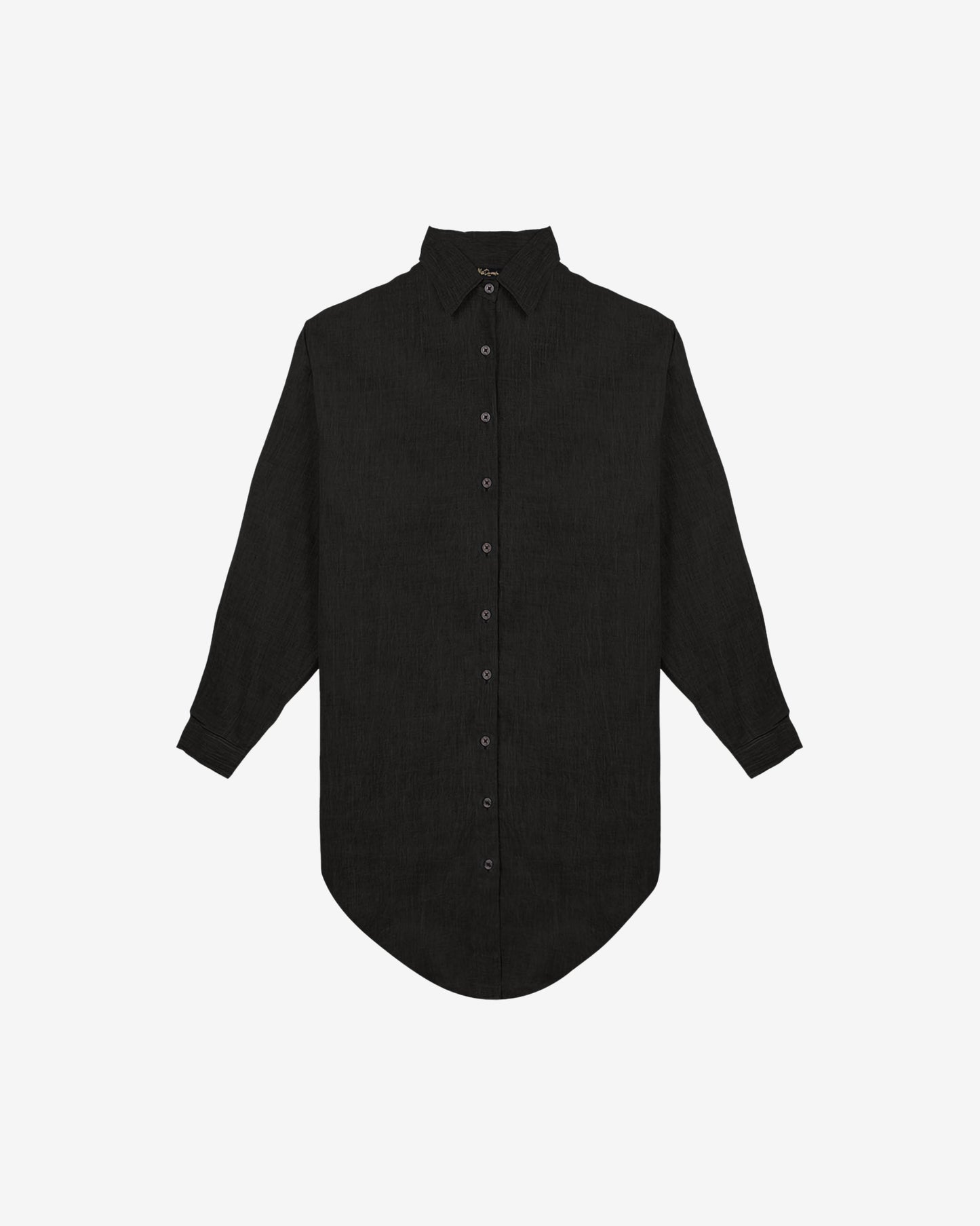 Chemise noire oversize, texture verticale, col classique - Chemises & tops Mes Demoiselles