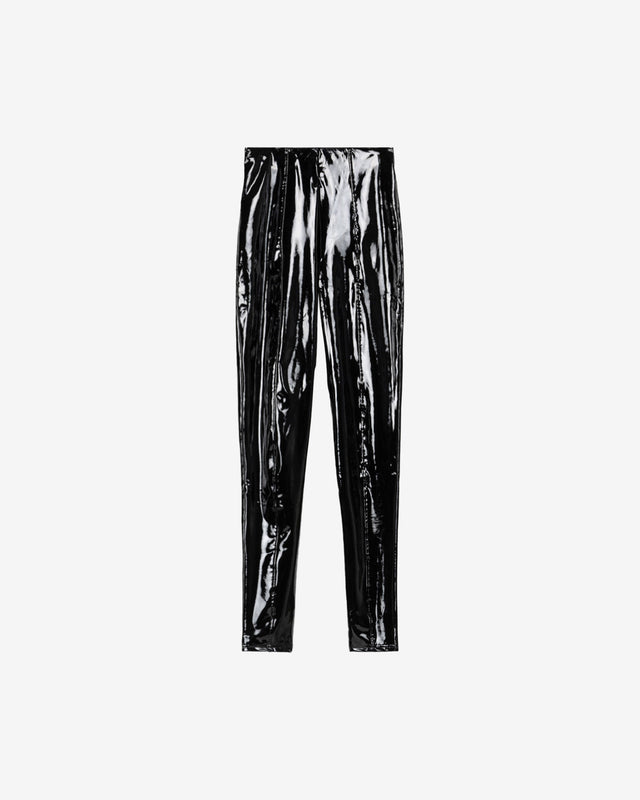 Legging Travolta - Noir : Legging noir en vinyl stretch à taille haute, coupe phare Mes Demoiselles - Dernière image
