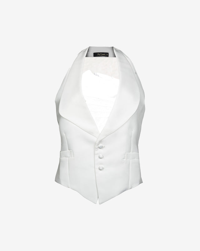 Gilet Brad - Blanc : Veste blanche dos nu chic, esprit rebelle Taille ajustable Mes Demoiselles - Dernière image
