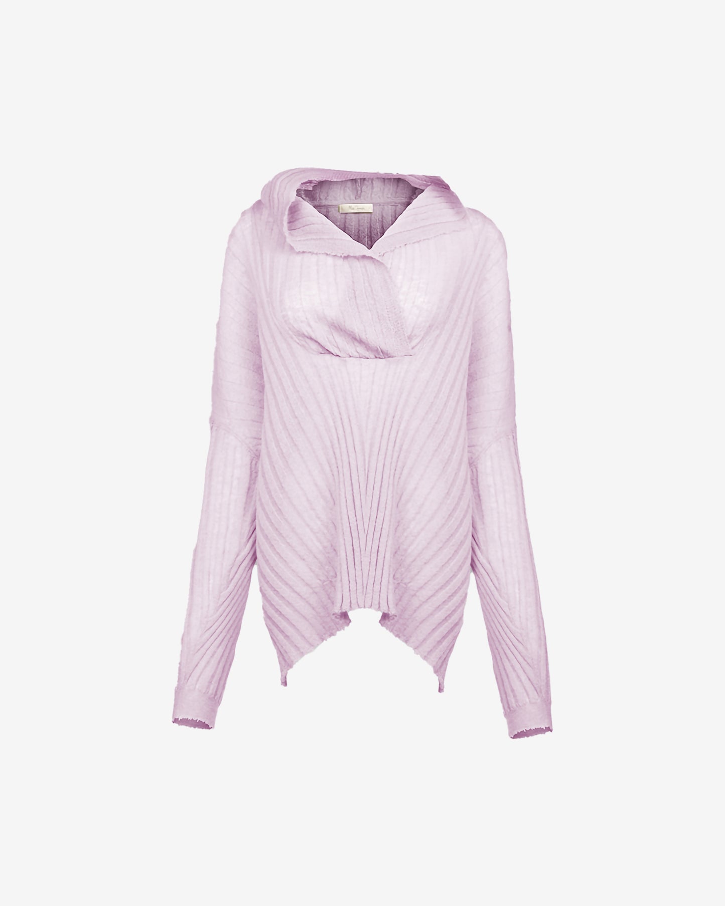 Hoodie Mount Deak - Mauve : Pull à capuche mauve, maille fine plissée, coupe asymétrique Mes Demoiselles