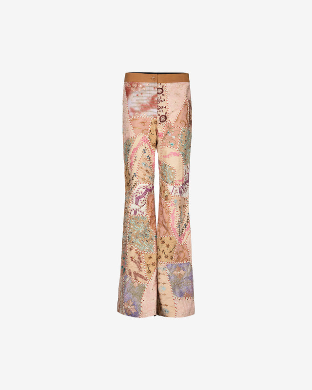 Pantalon New Mula - Rose : Pantalon patchwork, coupe ronde et structurée Zippé Mes Demoiselles - Dernière image