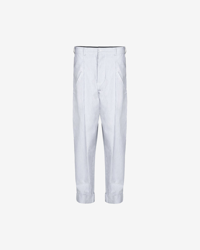 Pantalon Toumanie - Blanc : Pantalon coton blanc rayé noir, coupe élégante et informelle Mes Demoiselles - Dernière image