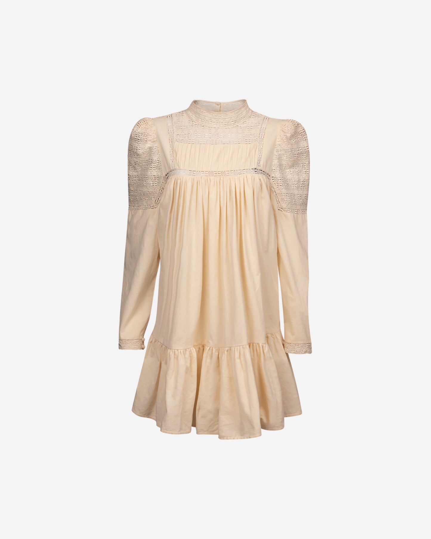 Robe ivoire romantique, dentelle et plis, manches bouffantes - Robes Mes Demoiselles