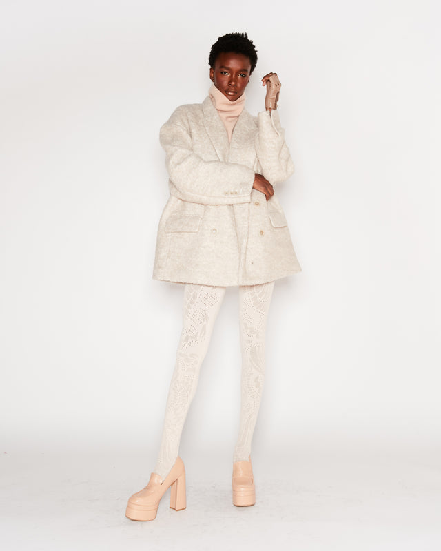 Veste écru, douce, épaisse, coupe large, double boutonnage - Manteaux & vestes Mes Demoiselles - Image 1