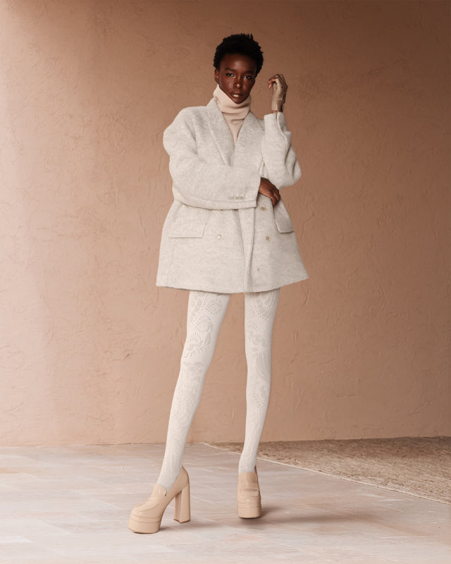 Veste écru, douce, épaisse, coupe large, double boutonnage - Manteaux & vestes Mes Demoiselles - Image 1