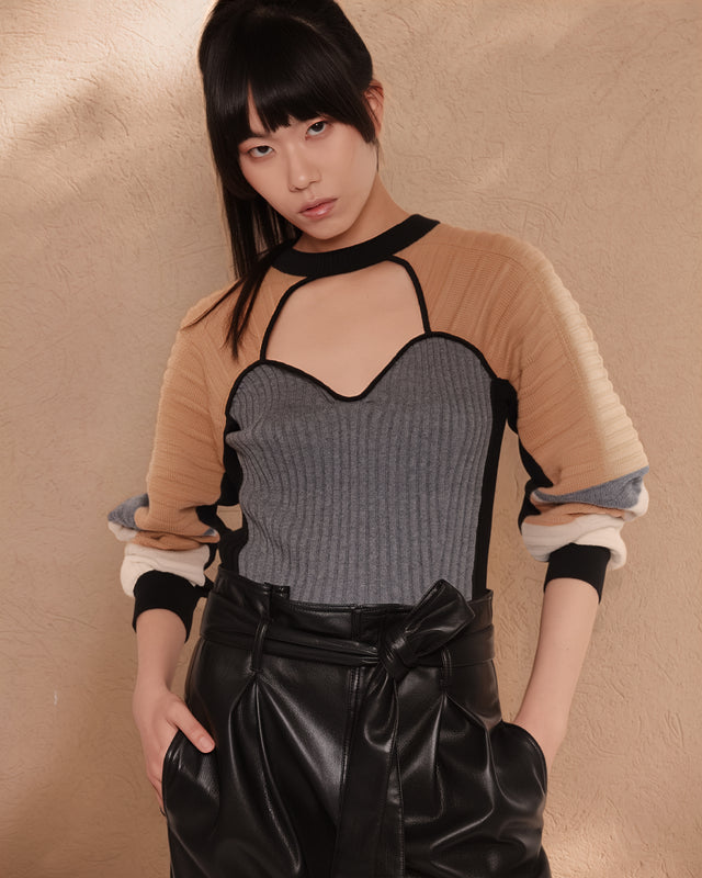 Pull motard multicolore à l'harmonie surprenante et raffinée - Pulls & gilets Mes Demoiselles - Image 1