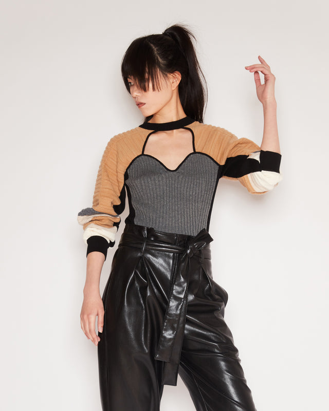 Pull motard multicolore à l'harmonie surprenante et raffinée - Pulls & gilets Mes Demoiselles - Image 2