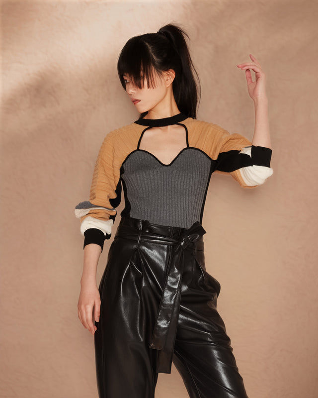 Pull motard multicolore à l'harmonie surprenante et raffinée - Pulls & gilets Mes Demoiselles - Image 2