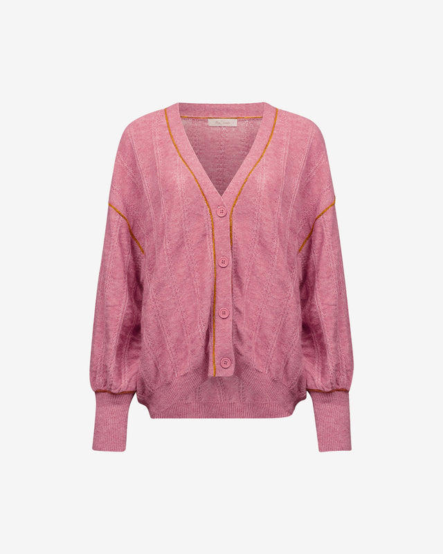 Cardigan Taki - Rose : Cardigan rose doux en laine et alpaga, manches larges, pratique Mes Demoiselles - Dernière image