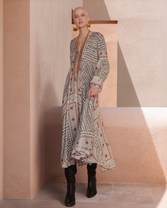 Robe imprimée en viscose satinée à manches longues pour le confort - Robes Mes Demoiselles - Image 1