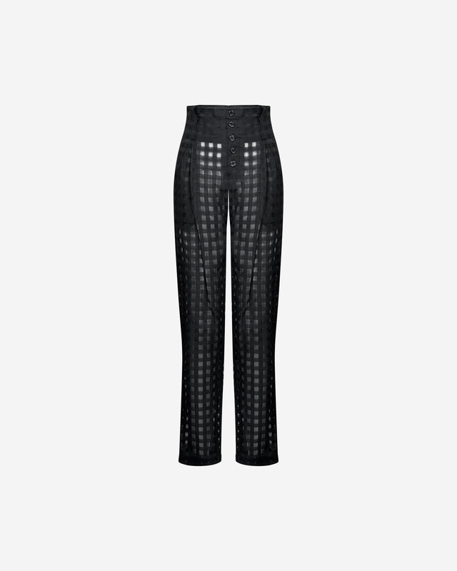 Pantalon Ceal - Noir : Pantalon noir en organza de soie Mes Demoiselles - Dernière image
