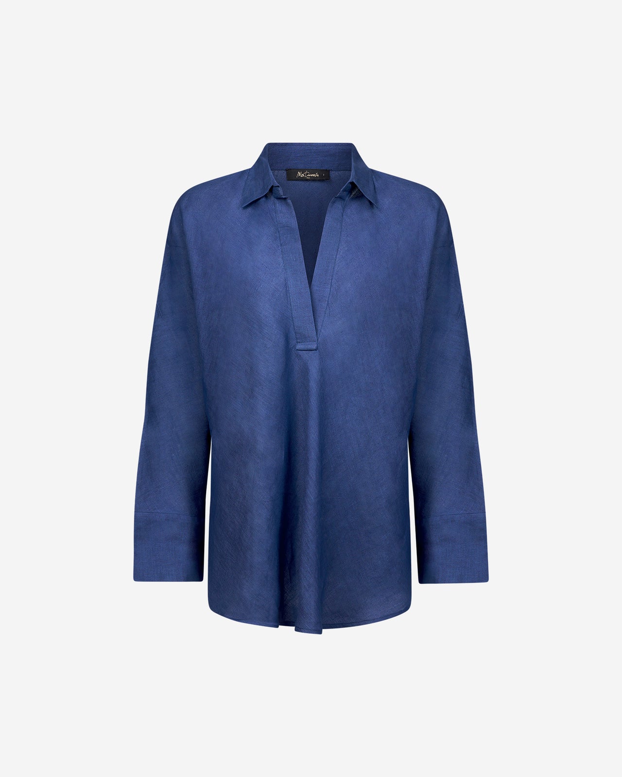 Blouse Cicco - Bleu Marine : Blouse en toile de lin bleu klein Mes Demoiselles - Image 6