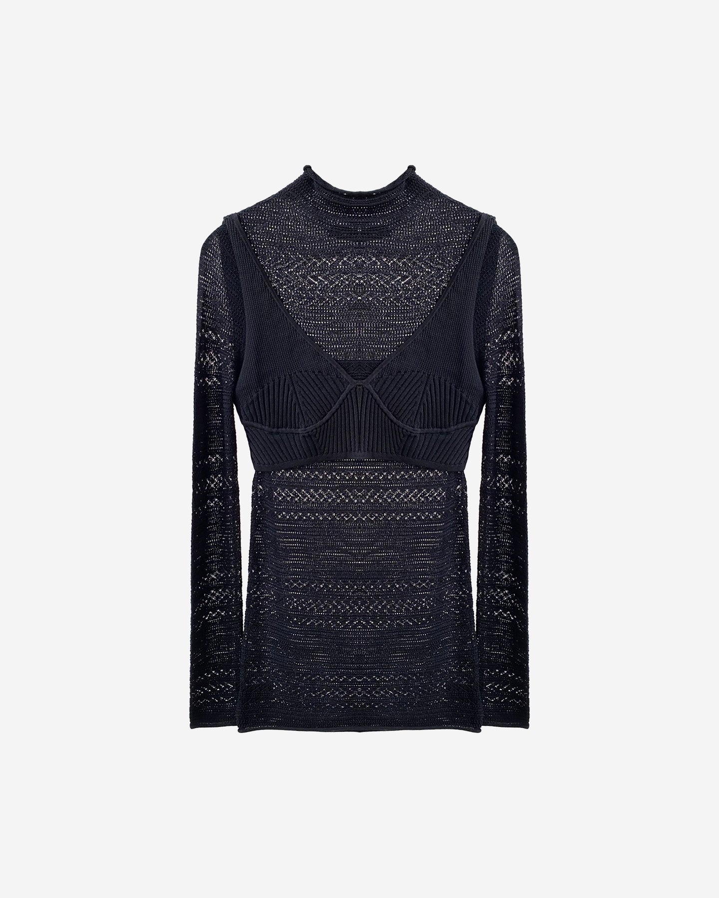 Top Clodia - Noir : Top ultra féminin en pointelle noire Mes Demoiselles