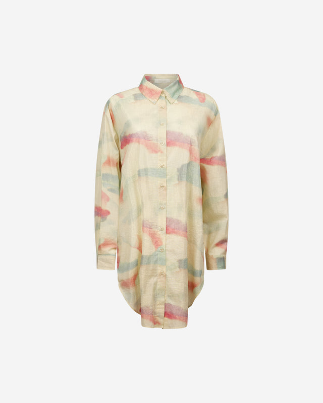 Chemise Danat - Jaune : Chemise longue en coton pastel Mes Demoiselles - Dernière image