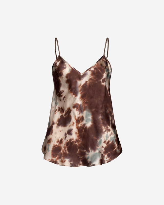 Top Mizel - Marron : Top à fines bretelles en soie tye&dye Mes Demoiselles - Dernière image