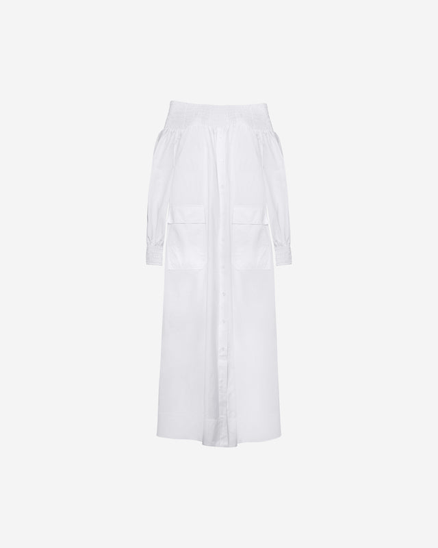 Robe Parimar - Blanc : Robe longue blanche en popeline de coton craquante Mes Demoiselles - Dernière image
