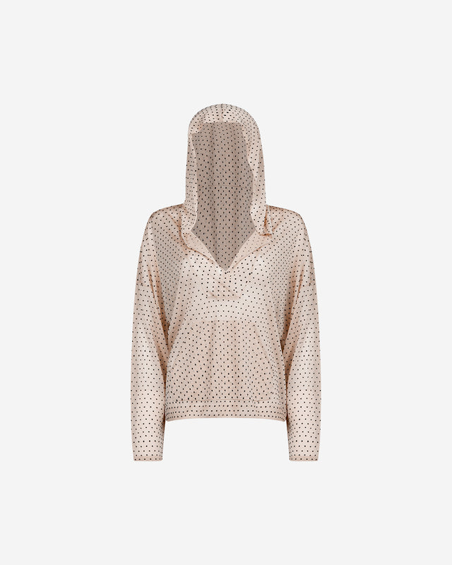 Pull Plutarco - Nude : Sweatshirt à capuche scintillant en plumetis floqué Mes Demoiselles - Dernière image