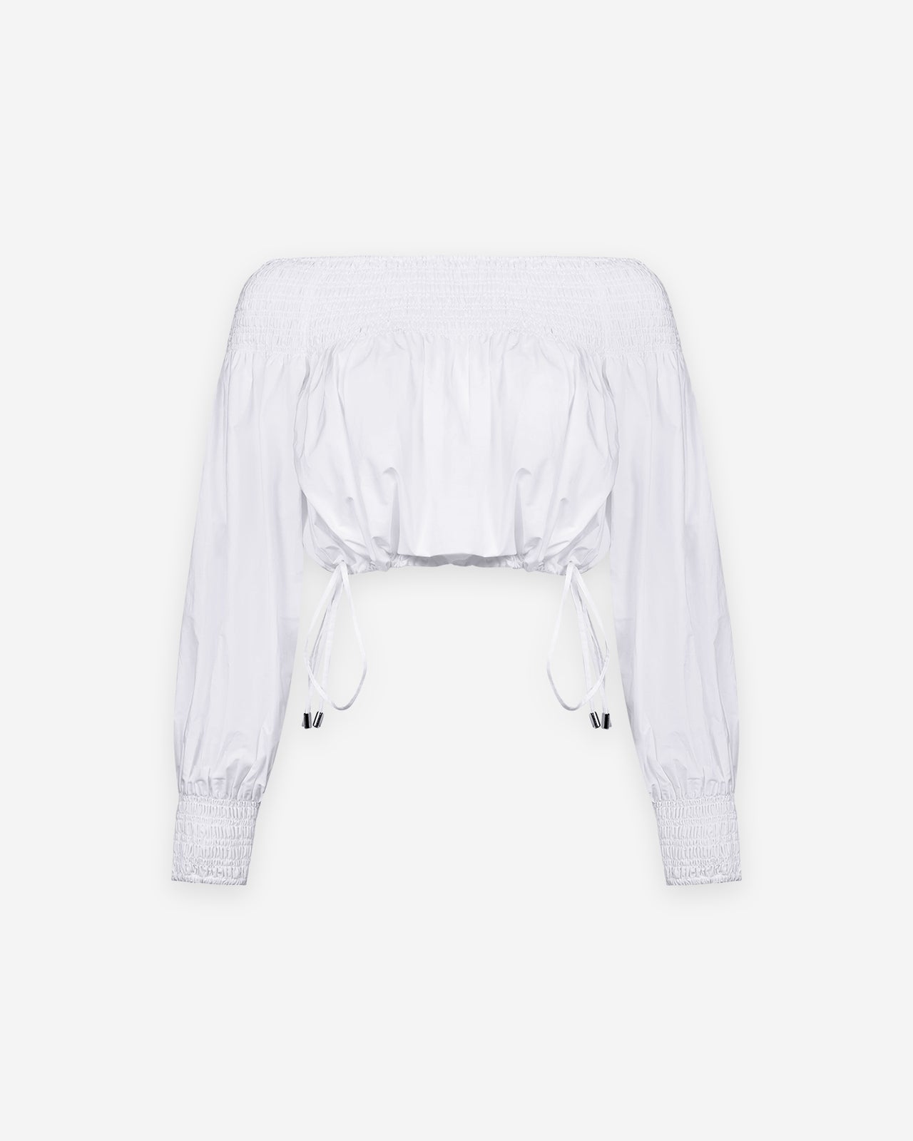 Blouse Pyrite - Blanc : Top en popeline de coton blanche encolure smockée Mes Demoiselles - Image 6