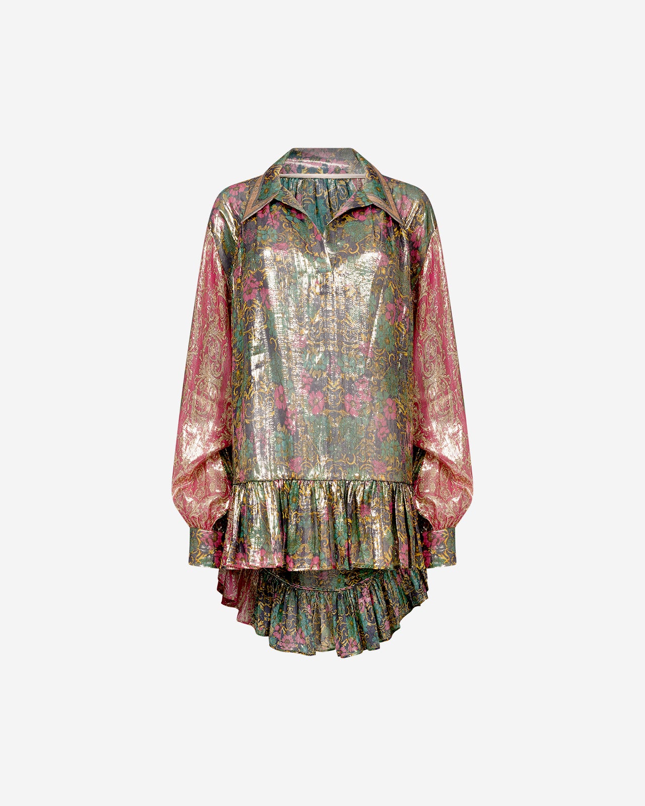 Blouse Rosemay - Rouge : Blouse volumineuse en soie lurex Mes Demoiselles - Image 7