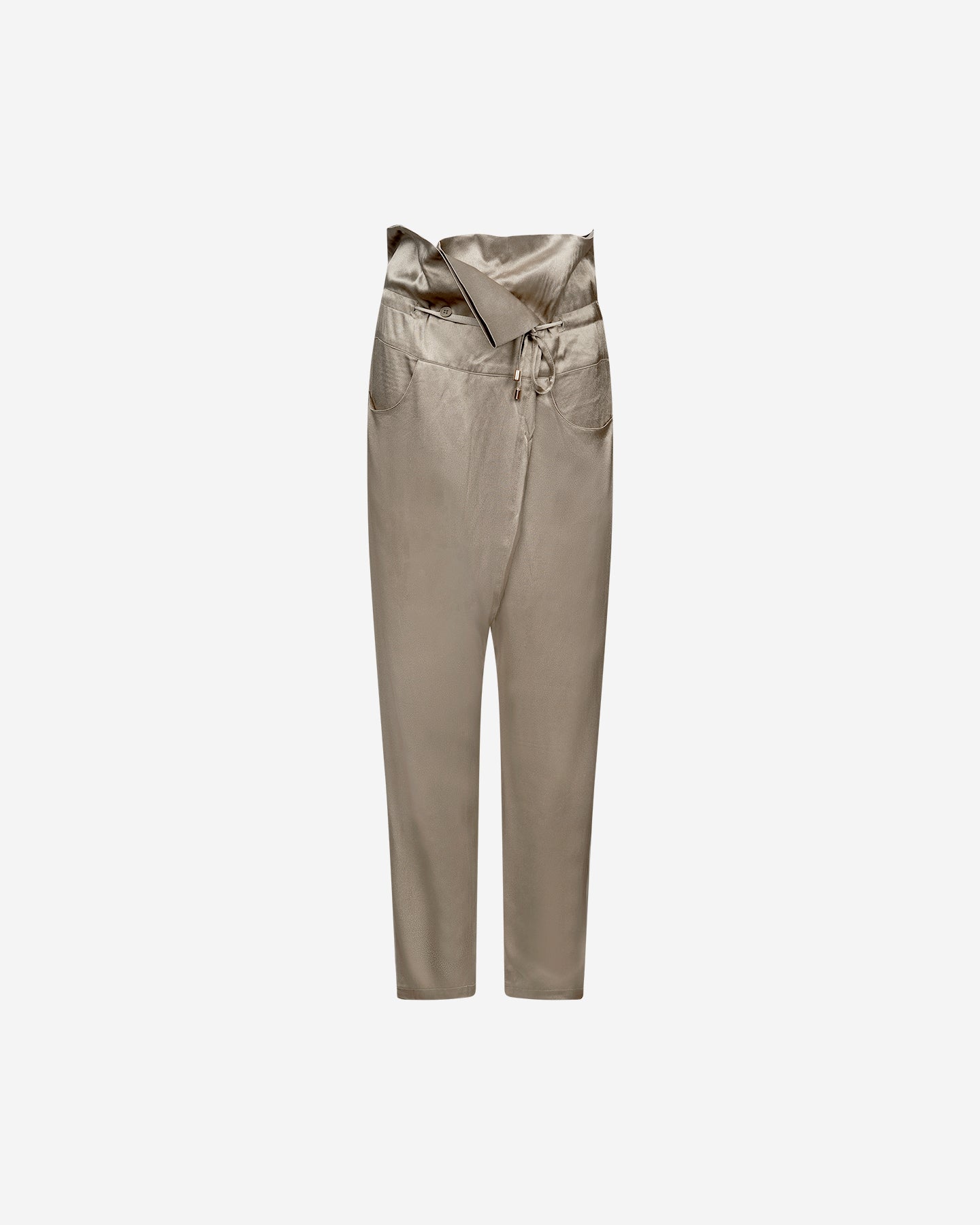 Pantalon Salsa - Kaki : Pantalon sarouel kaki en satin viscose Mes Demoiselles