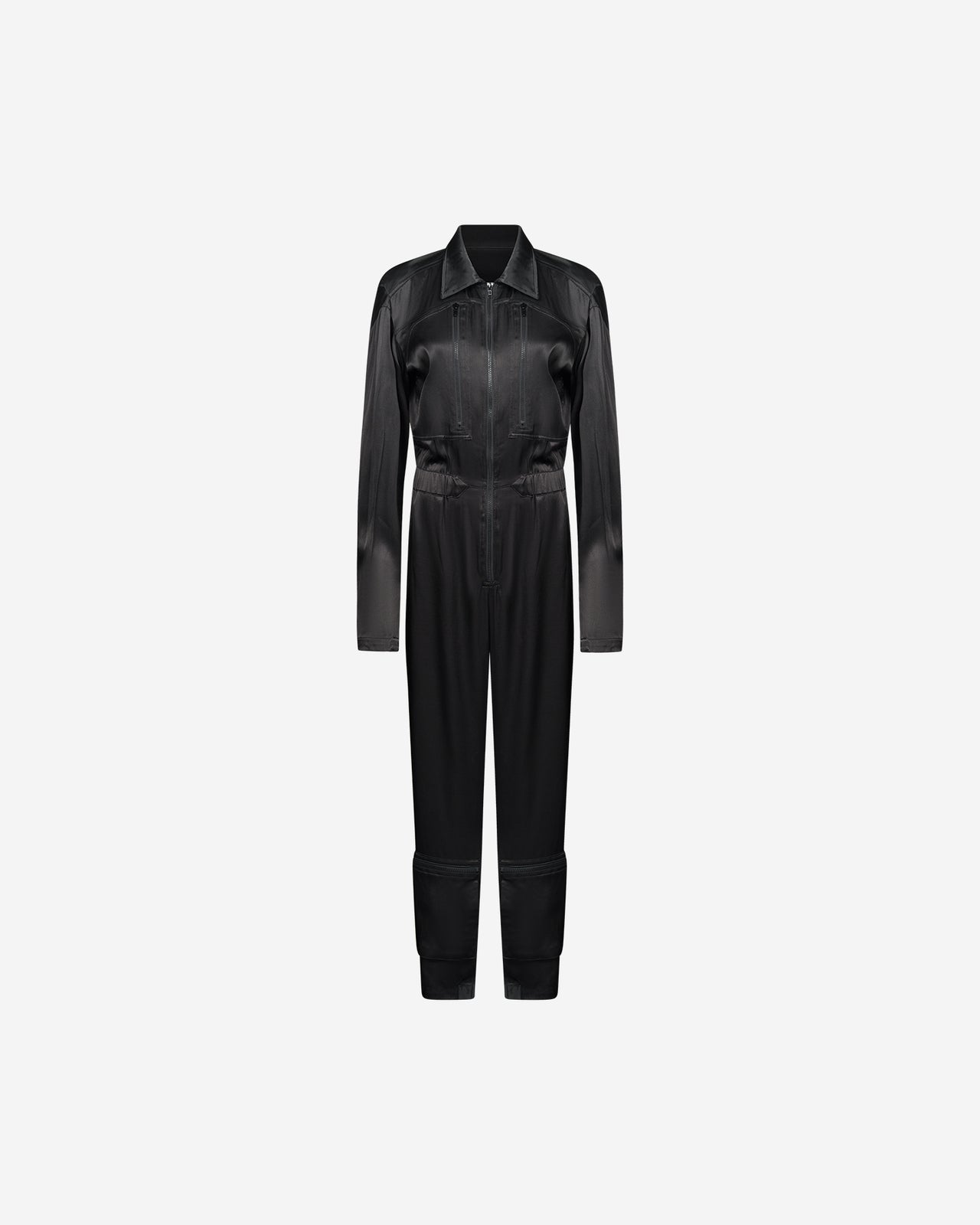 Combinaison Silim - Noir : Longue combinaison pantalon noire en satin viscose Mes Demoiselles - Image 6