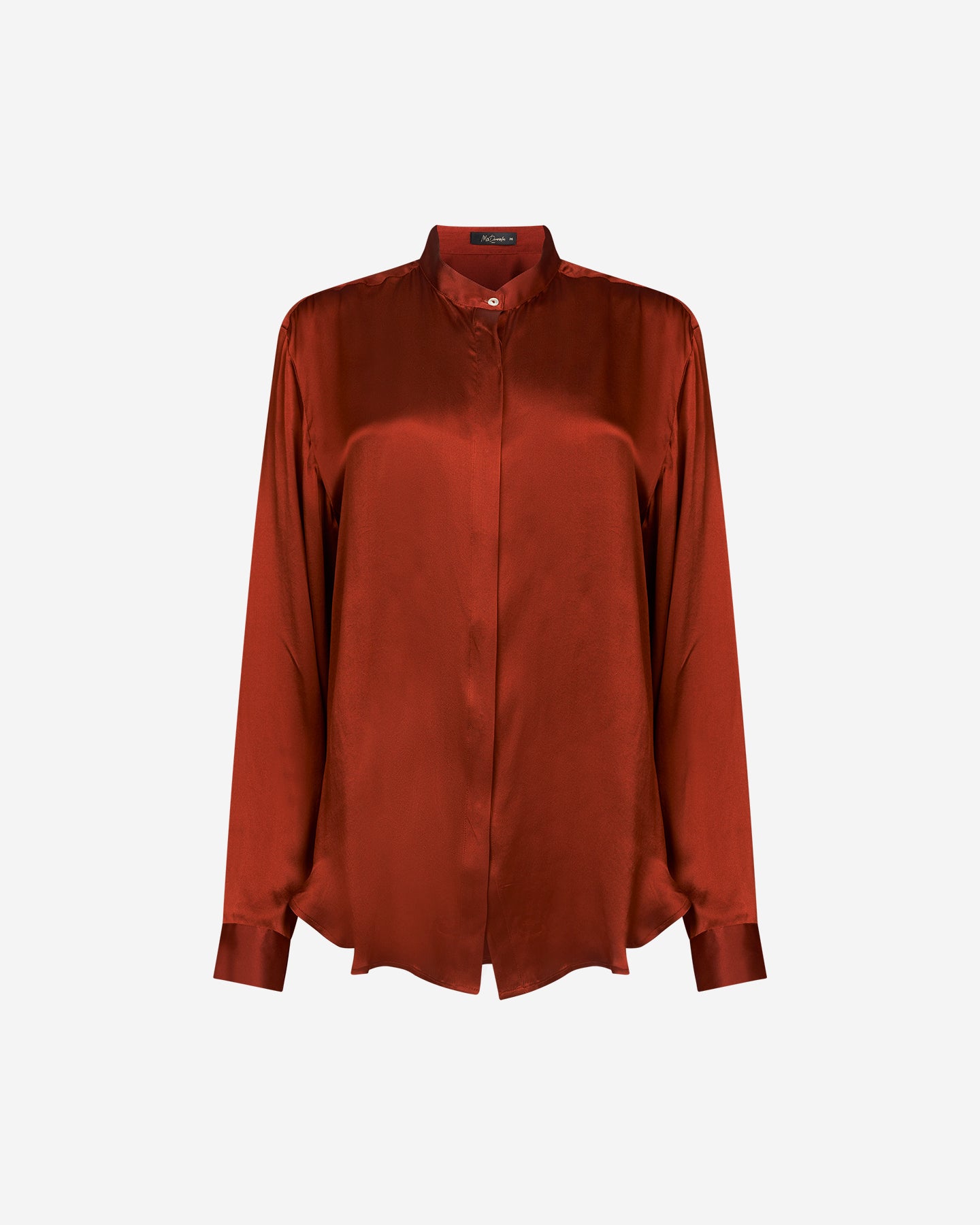Chemise Silveness Terracotta : Chemise en satin de soie terracotta aux lignes épurées Mes Demoiselles