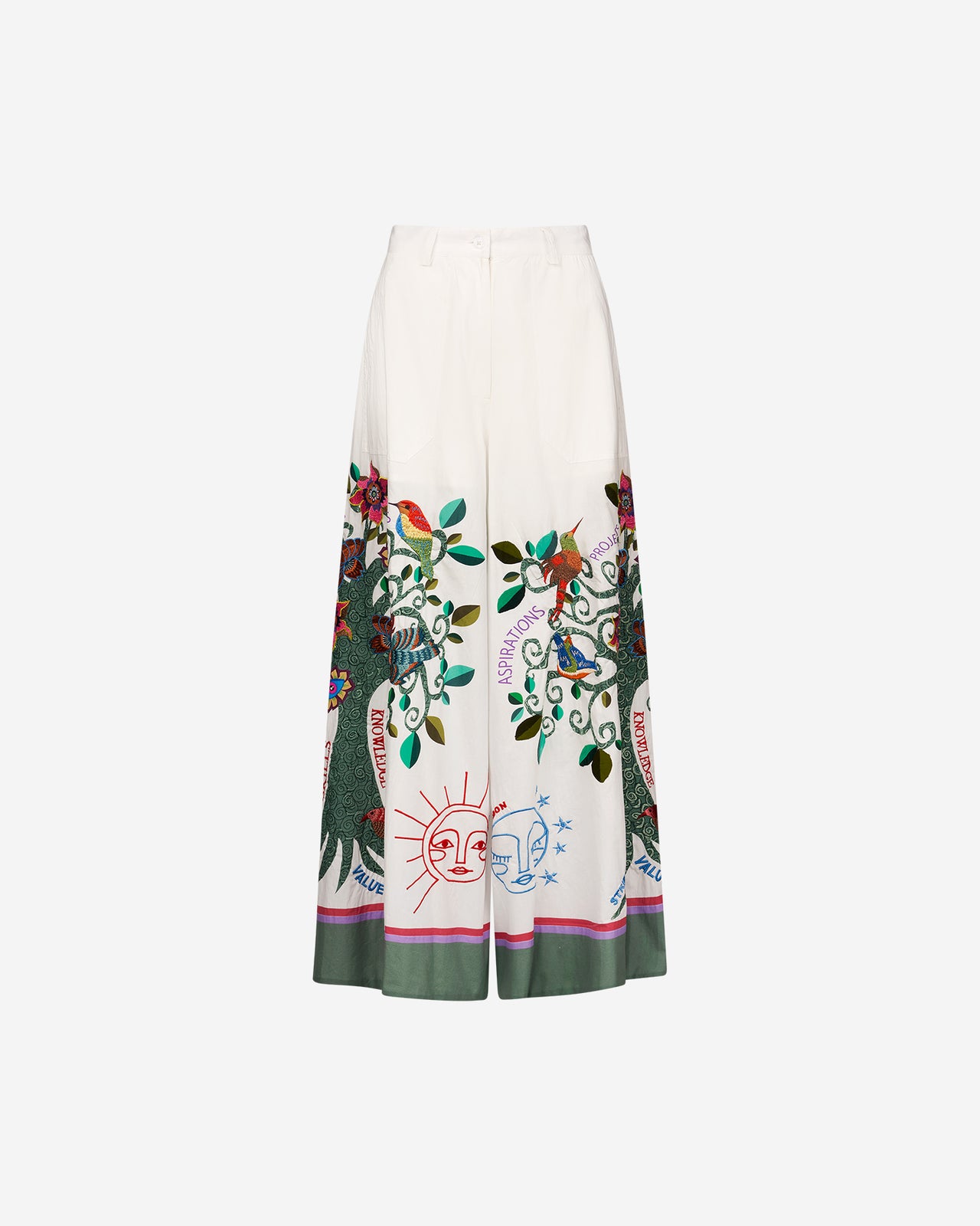 Pantalon Tophora - Vert : Pantalon large et long en popeline brodée Mes Demoiselles - Image 6