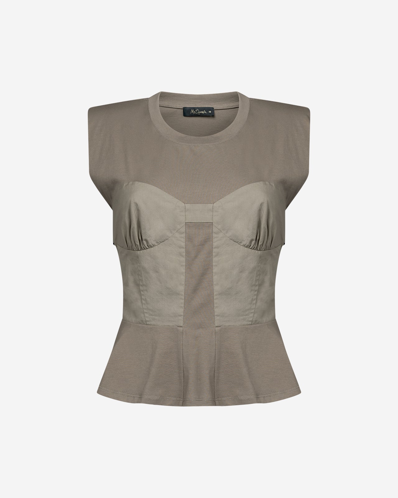 Top Vera - Kaki : Dualité des matières pour un top façon bustier Mes Demoiselles - Image 7