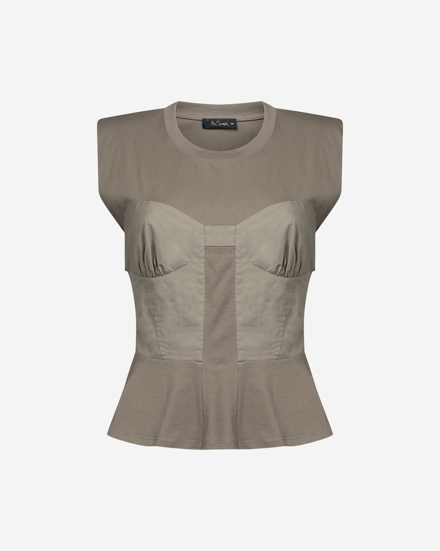 Top Vera - Kaki : Dualité des matières pour un top façon bustier Mes Demoiselles