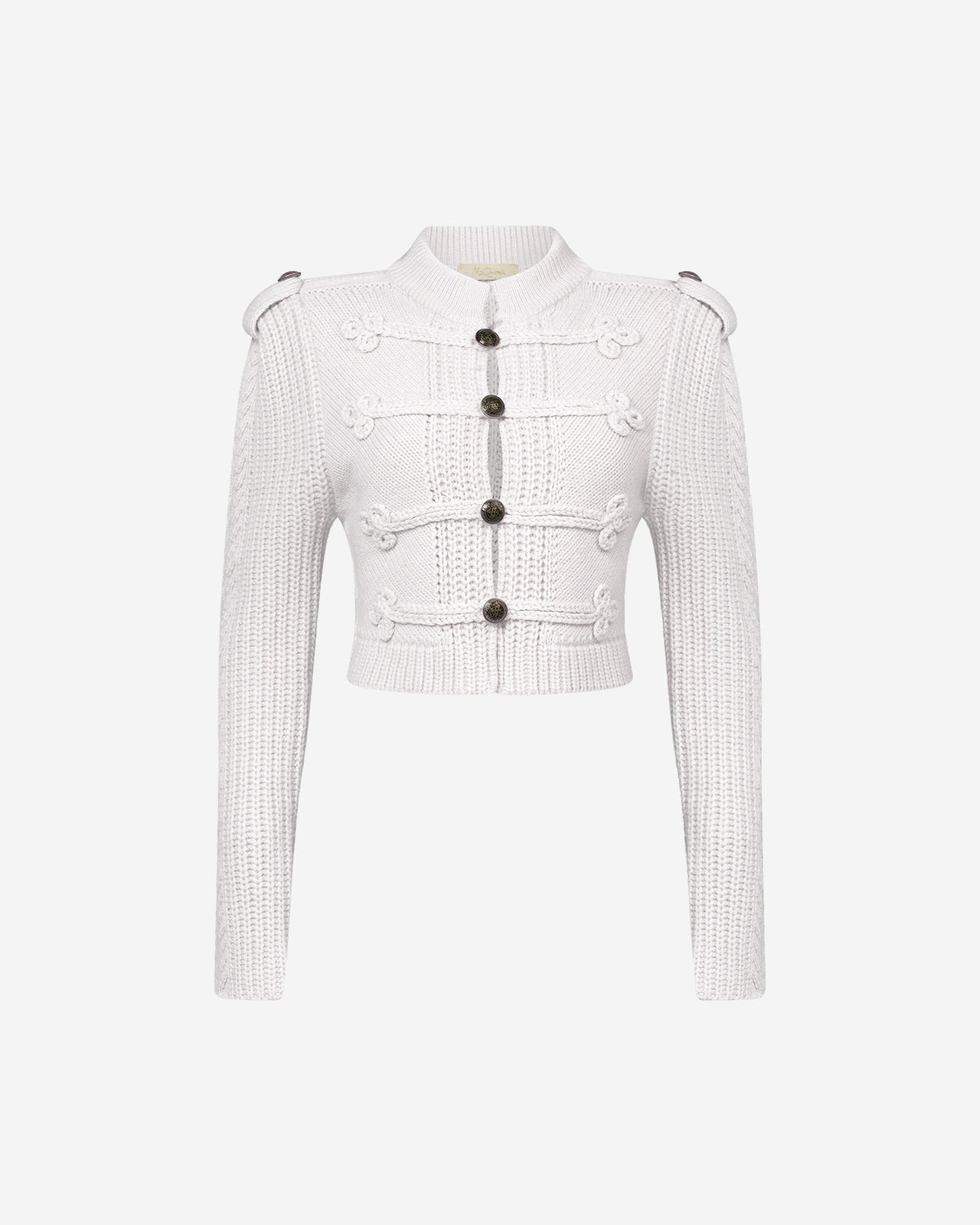 Cardigan Watson - Blanc : Cardigan officier en maille et jeu de passementerie Mes Demoiselles - Image 7