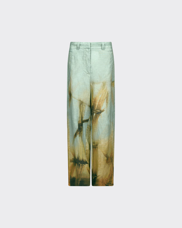 Pantalon Bedulis - Vert : Pantalon imprimé nature en lin Mes Demoiselles - Dernière image