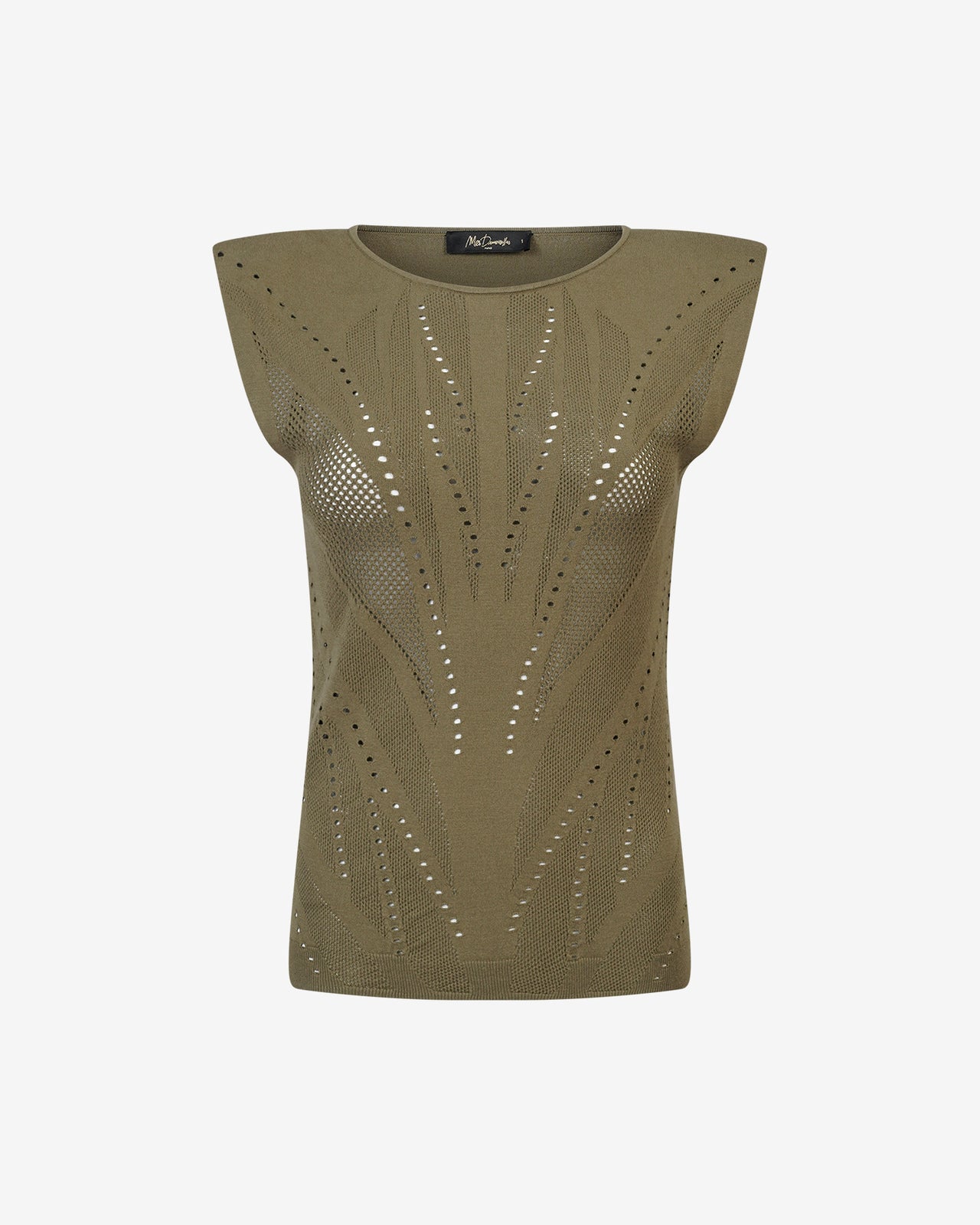 Top Bodhi - Kaki : Top en pointelle kaki sans manches Mes Demoiselles - Image 7