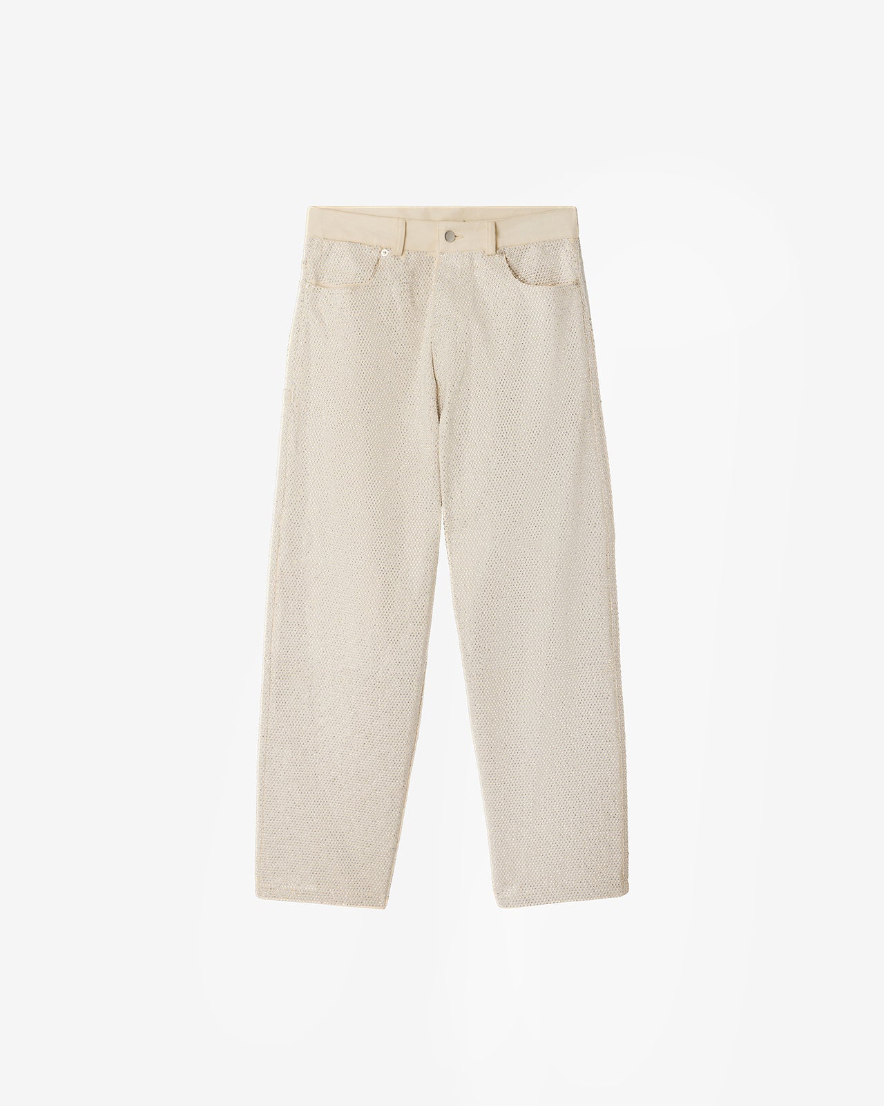 Pantalon Creme - Ecru : Pantalon denim noir et clous strass argent Mes Demoiselles - Image 6