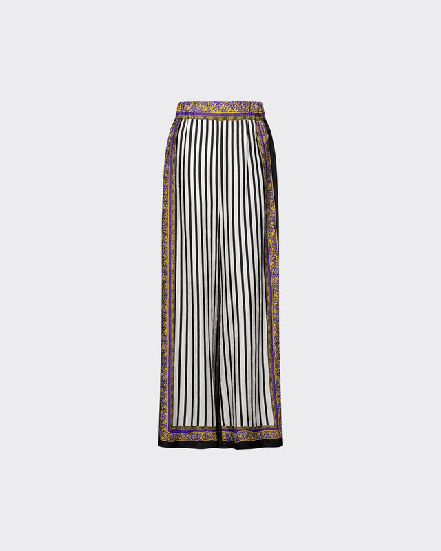 Pantalon Cumba - Noir : Pantalon ample avec rayures et dessin floral Mes Demoiselles - Dernière image