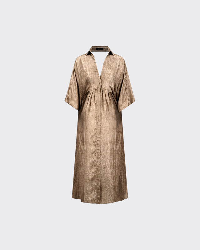 Robe Davia - Taupe : Elegante robe en soie habotai aux nuances de beige Mes Demoiselles - Dernière image