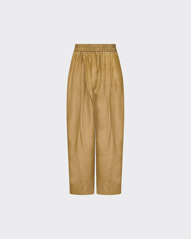 Pantalon Delmo - Olive : Pantalon aux pans croisé en organza de soie olive Mes Demoiselles - Image 3