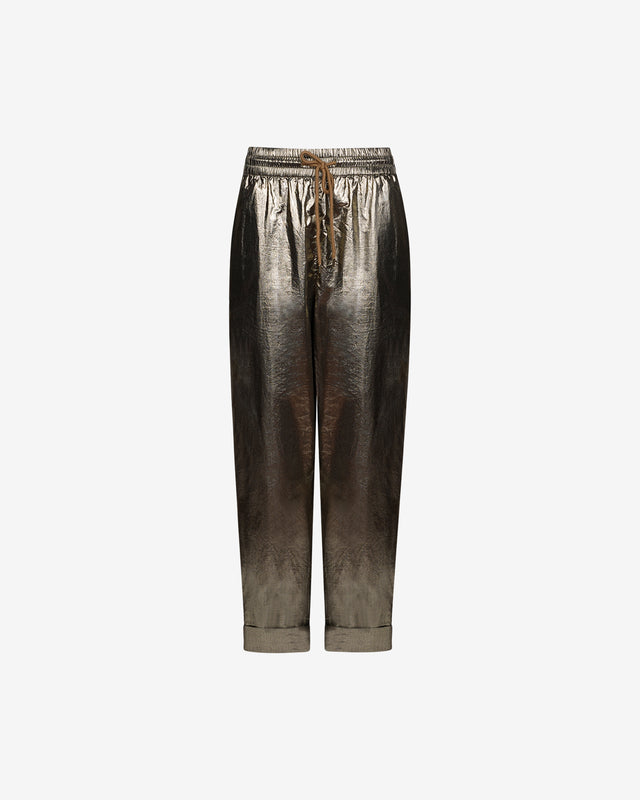 Pantalon Elta - Or : Pantalon esprit jogging avec enduction gold Mes Demoiselles - Image 2