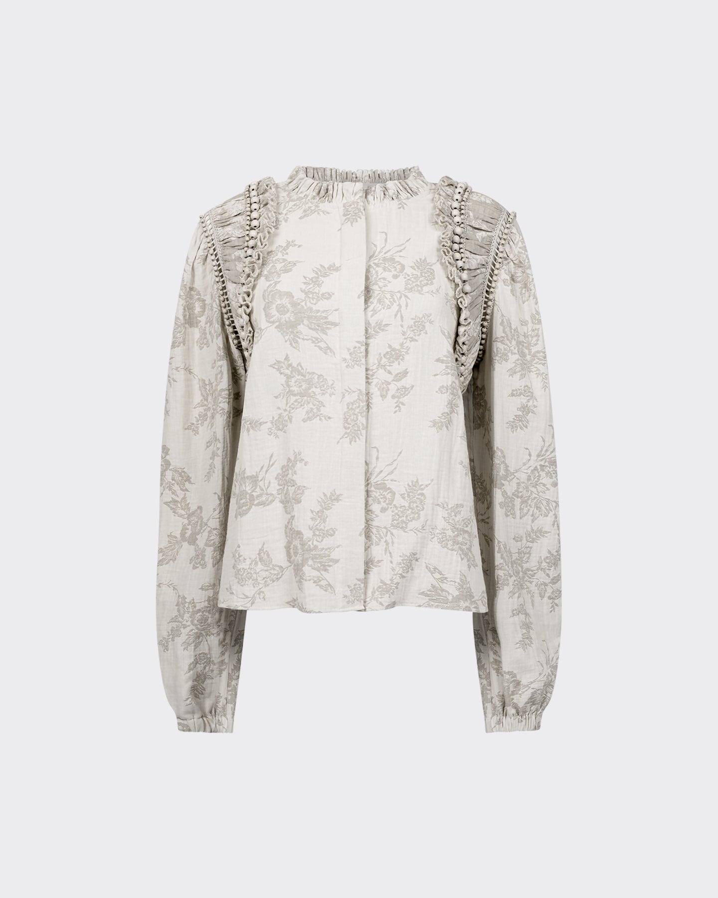 Chemise Eman - Porcelaine : Chemise en coton avec perles et fronces Mes Demoiselles