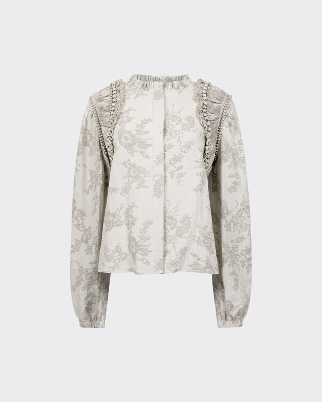 Chemise Eman - Porcelaine : Chemise en coton avec perles et fronces Mes Demoiselles - Dernière image
