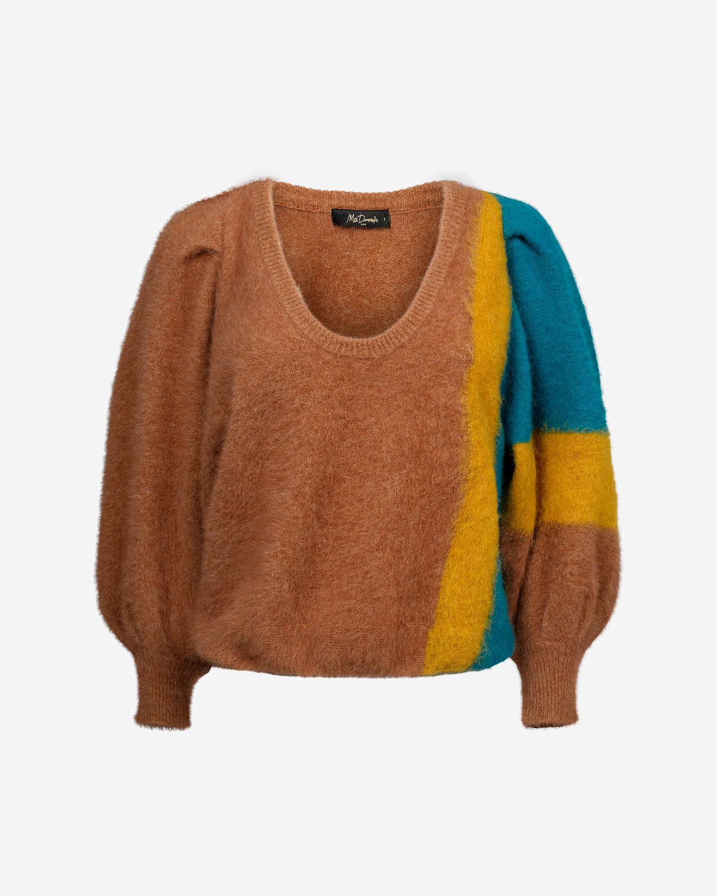 Pull Forden - Camel : Petit pull court greige avec détails de couleurs Mes Demoiselles