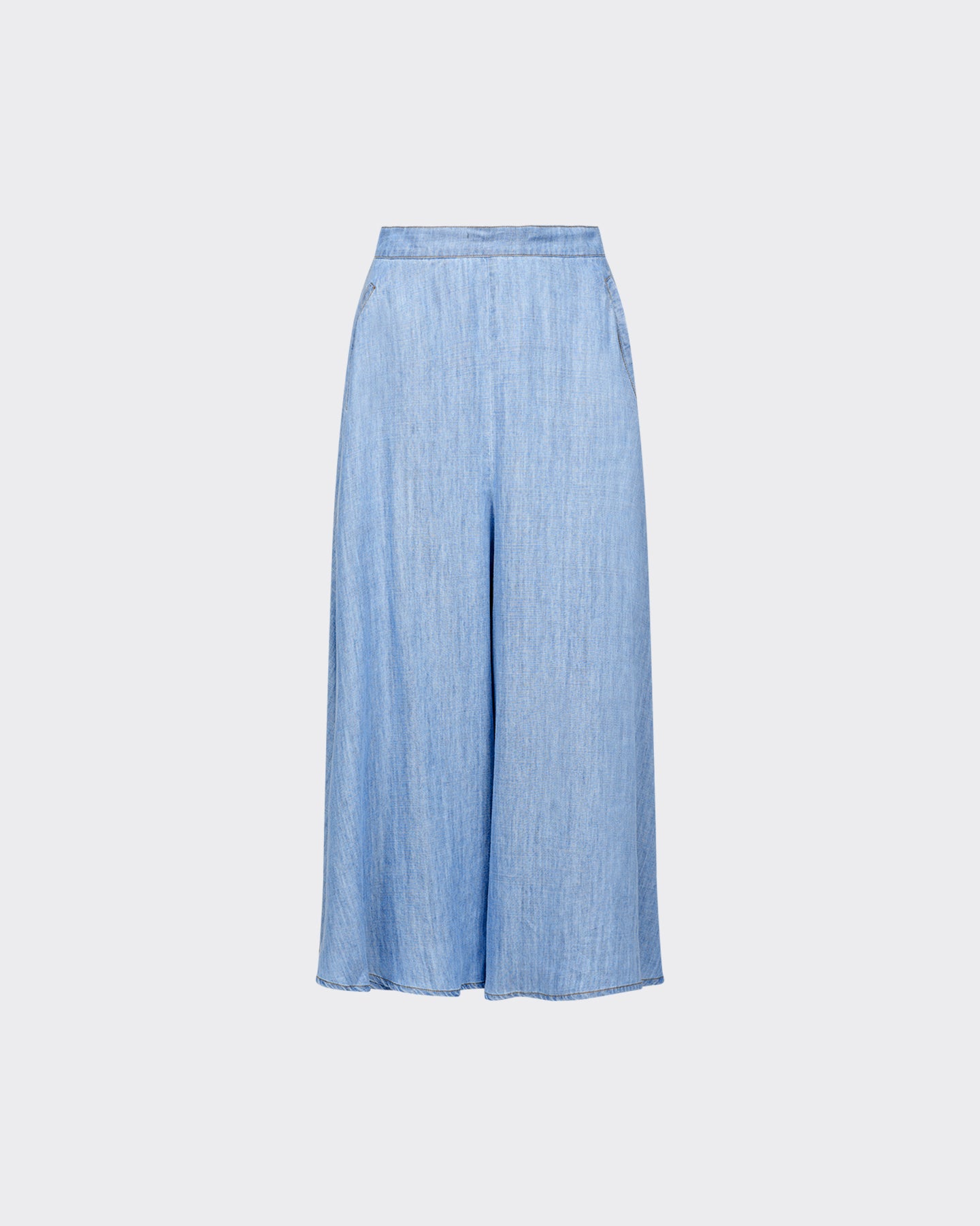 Pantalon Ipacino - Bleu : Pantalon large jupe culotte en denim lyocell et lin Mes Demoiselles