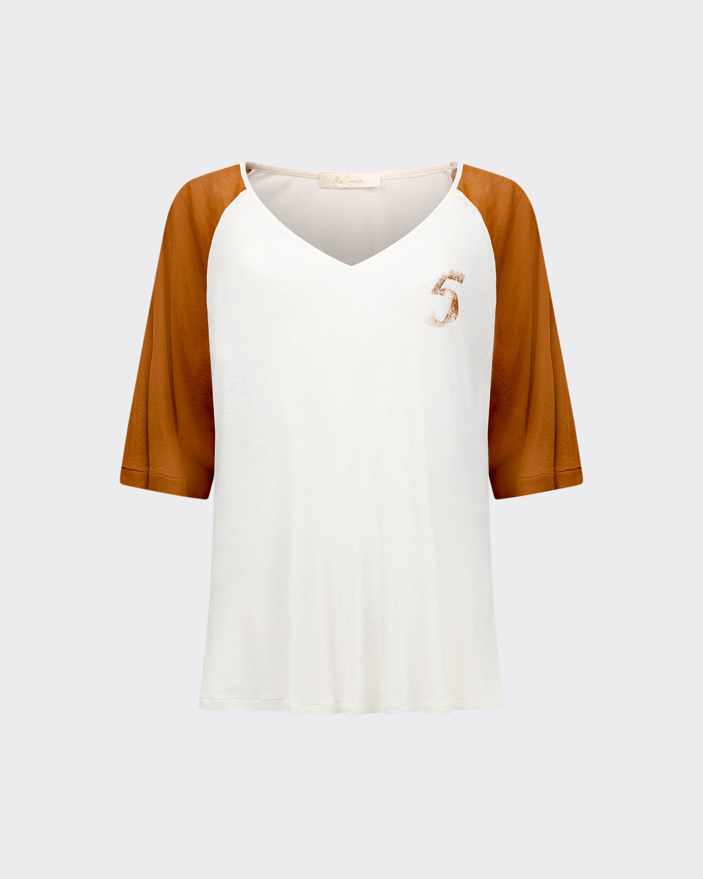 T - Shirt Jingle - Noisette : Tee - shirt manches raglans écru et noisette Mes Demoiselles