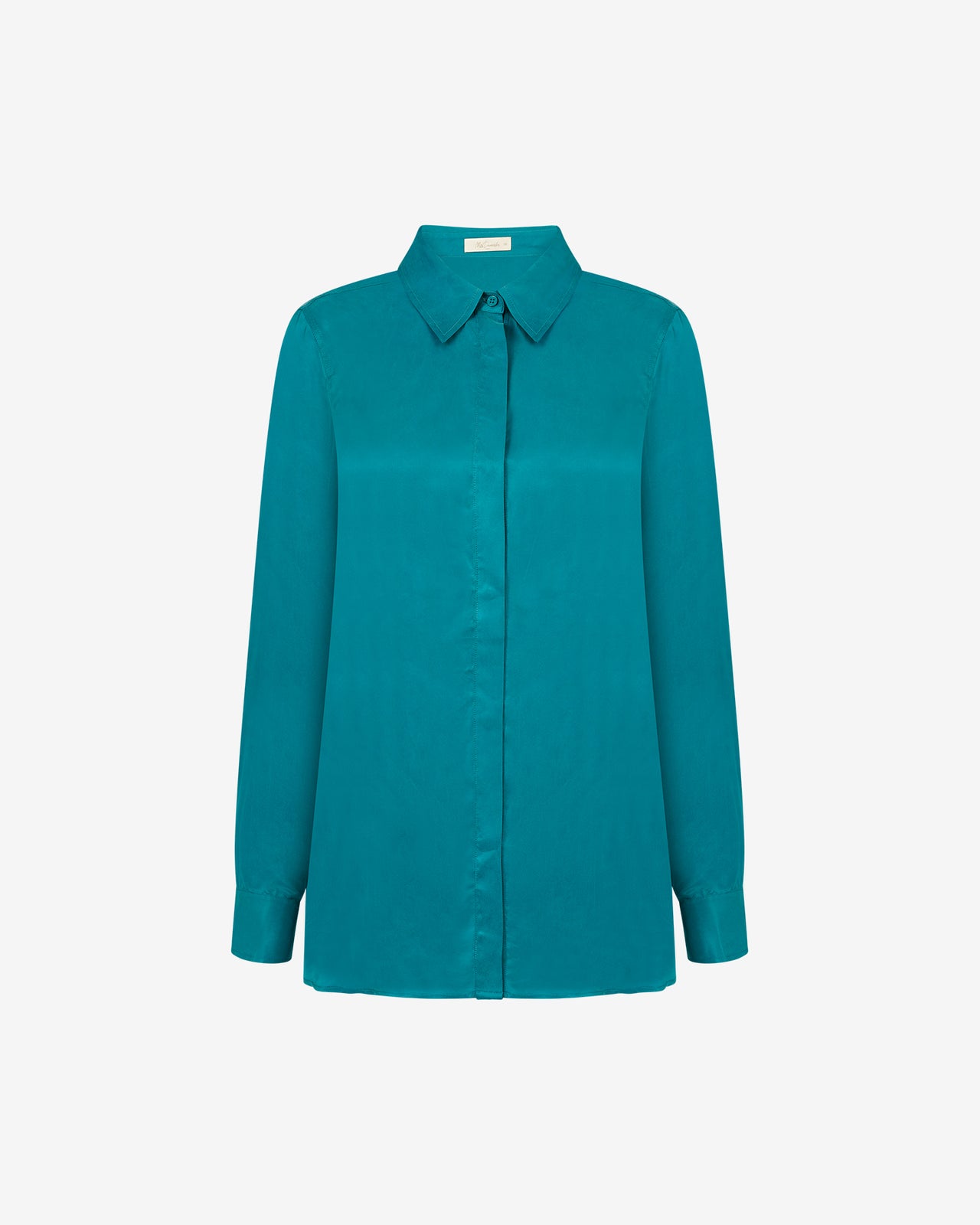 Chemise Marius - Turquoise : Chemise turquoise en cupro avec décoleté au dos Mes Demoiselles - Image 6