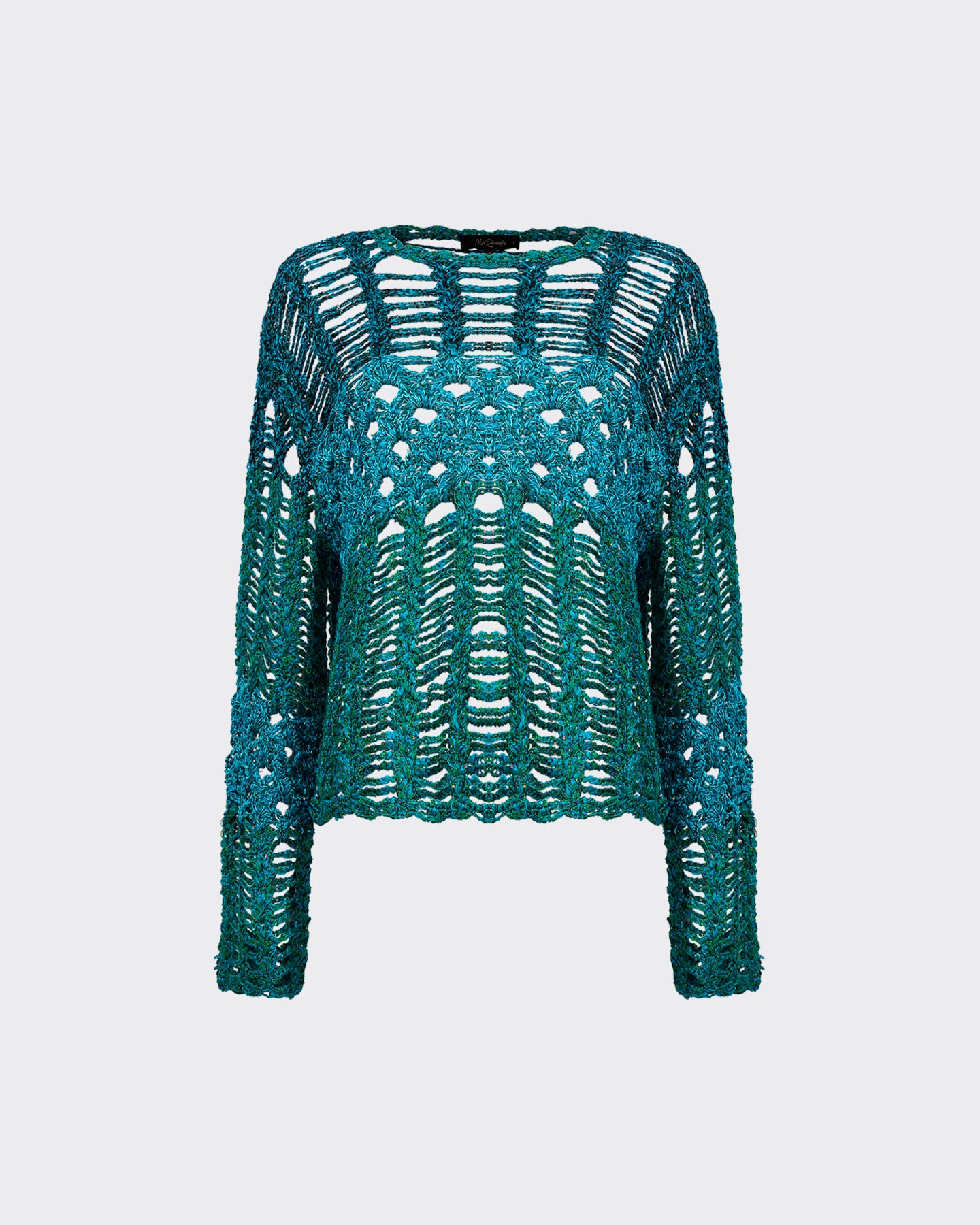 Pull Milkie - Turquoise : Pullover en mailles crochet fait main turquoise et vert Mes Demoiselles