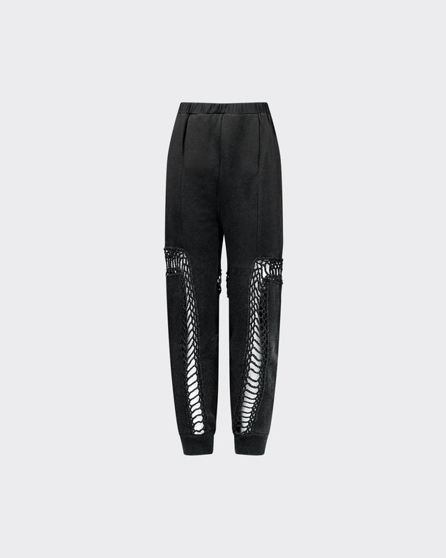 Pantalon Shifan - Noir : Pantalon de sweater avec détails au crochet Mes Demoiselles - Dernière image